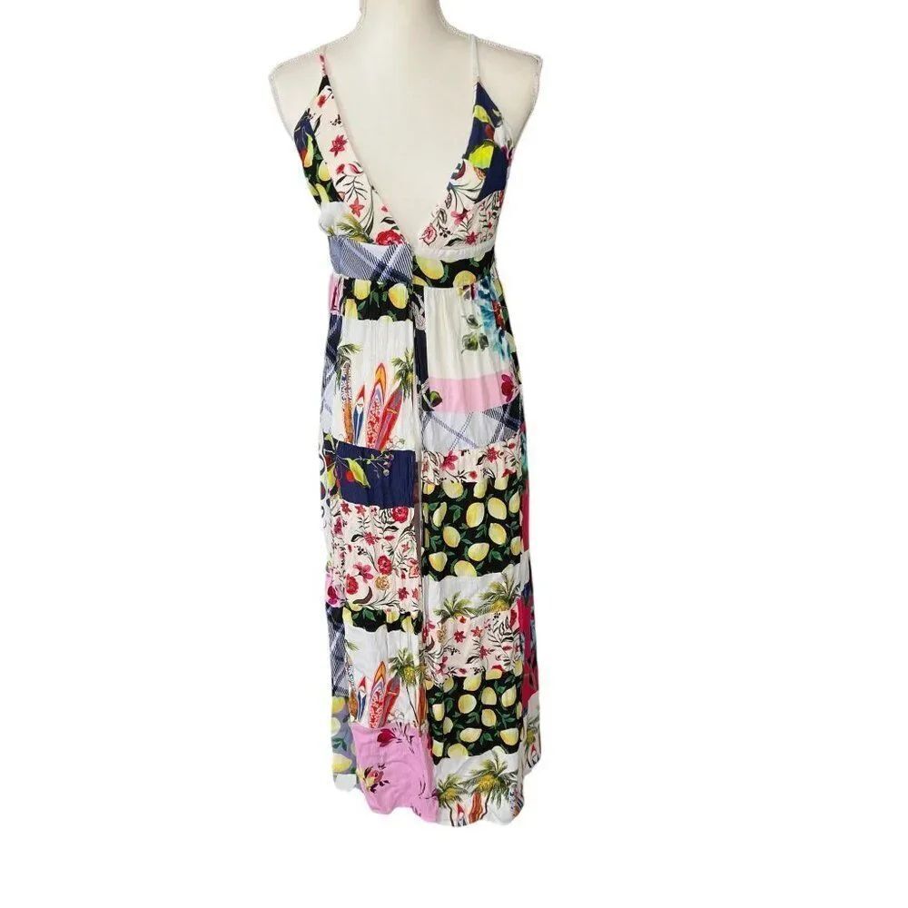 Desigual Floral Lemon V-Neck Halter Top Wrap Dress Size Medium